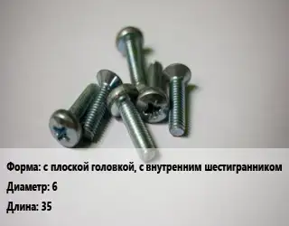 Винт с плоской головкой, с внутренним шестигранником 6х35